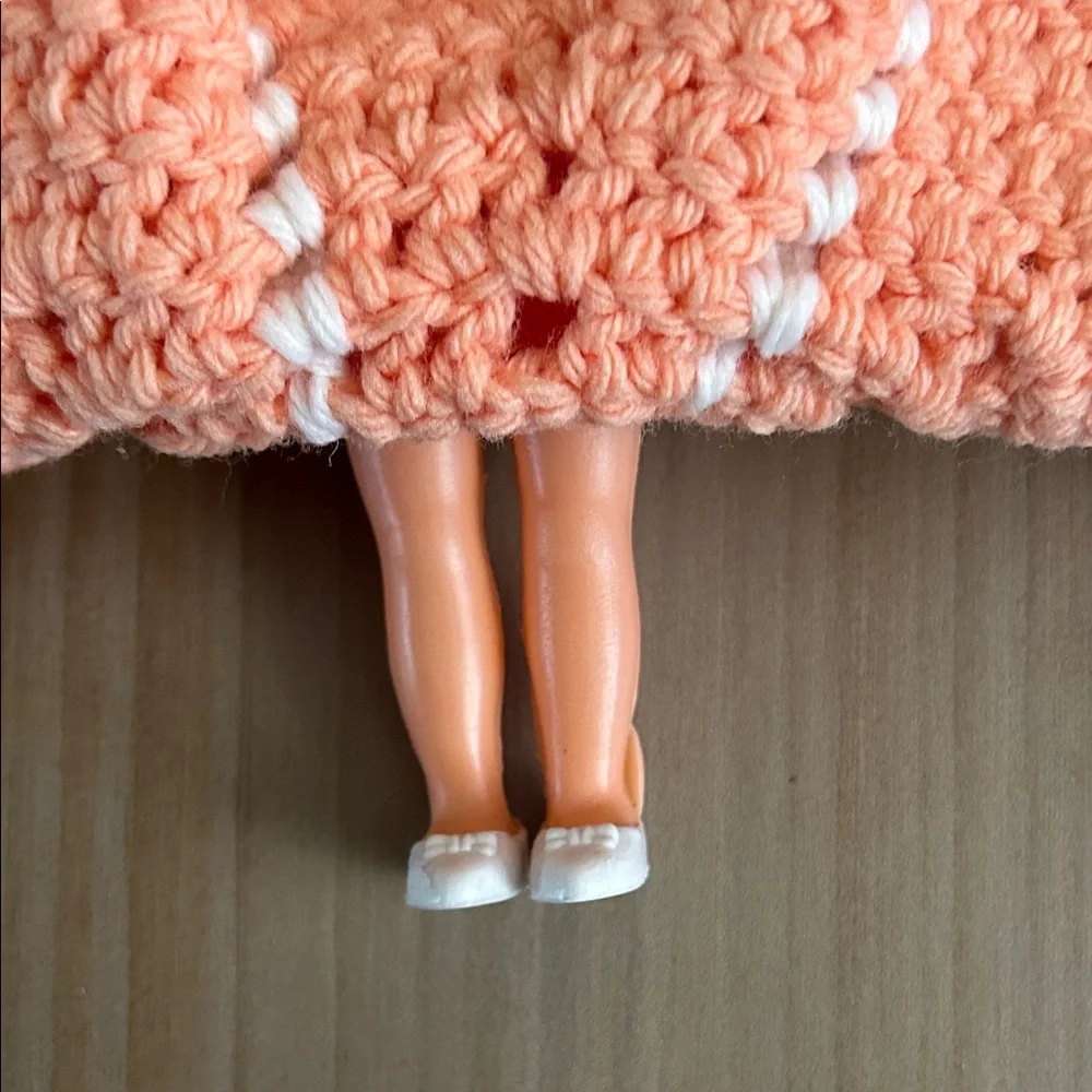 Vintage Doll with Crocheted Dress and Hat